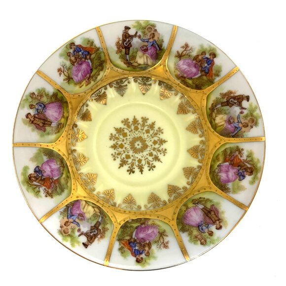 JKW Bavaria West Germany Porcelain Cup & Saucer Love Story Pattern Vintage 1950s - Picture 12 of 14